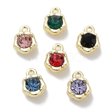Rack Plating Alloy Rhinestone Charms PALLOY-F311-17G-1