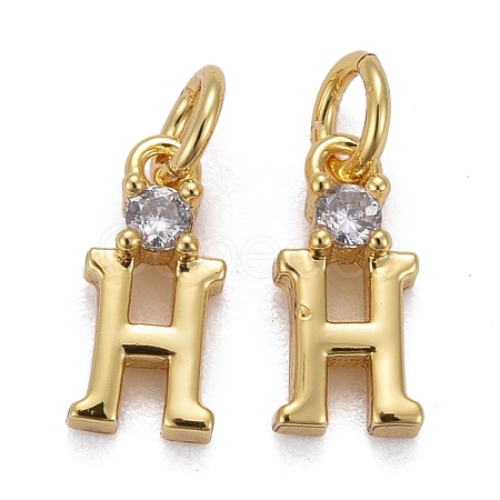 Brass Micro Pave Clear Cubic Zirconia Pendants ZIRC-Z011-35H-1