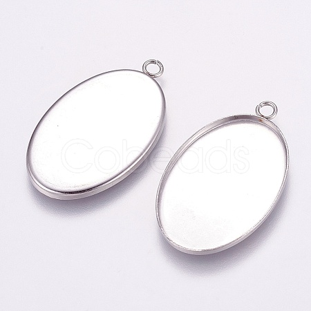 Tarnish Resistant 304 Stainless Steel Pendant Cabochon Settings STAS-E144-075P-1