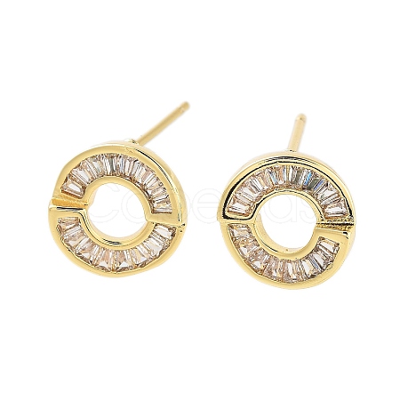Rack Plating Ring Brass Stud Earrings EJEW-N055-39G-RS-1
