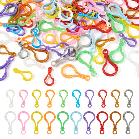 100Pcs 20 Styles Opaque Solid Color Bulb Shaped Plastic Push Gate Snap Keychain Clasp Findings KY-TA0001-58-1