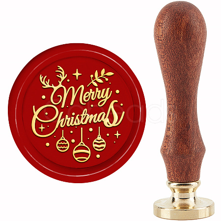Brass Wax Seal Stamp with Handle AJEW-WH0184-0655-1