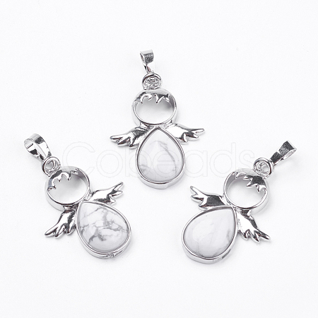 Natural Howlite Pendants G-G651-A14-1
