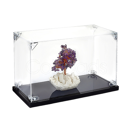 Acrylic Minifigures Display Cases with Black Base ODIS-WH0079-068B-1
