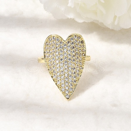 Brass Micro Pave Cubic Zirconia Cuff Open Rings for Women RJEW-K264-11G-1