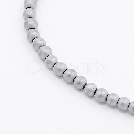 Electroplate Non-magnetic Synthetic Hematite Frosted Round Beads Strands G-N0014-2mm-21-1