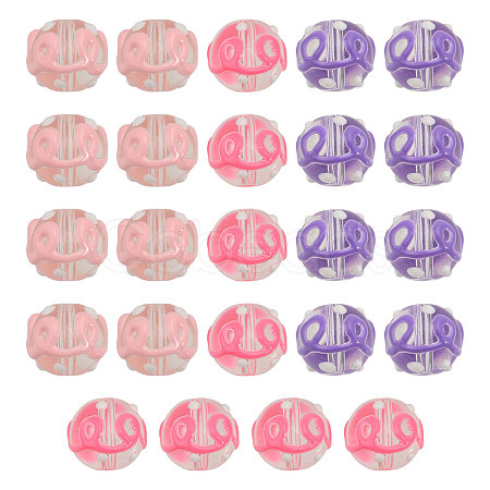 24Pcs 3 Colors Transparent Glass Round Beads GLAA-CA0001-55-1