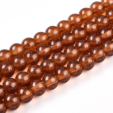 Transparent Spray Painted Glass Bead Strands DGLA-R050-6mm-12-1