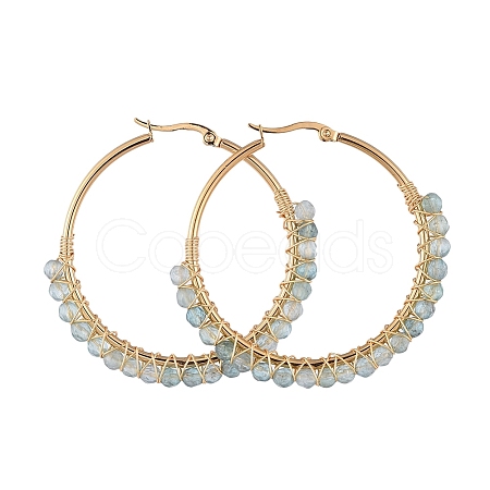 Beaded Hoop Earrings EJEW-JE03830-05-1