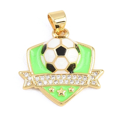 Football Brass Micro Pave Cubic Zirconia Pendants KK-A297-09F-G-1