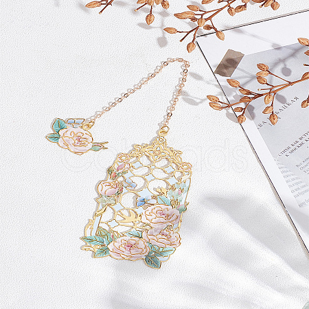 1Pc Zinc Alloy Enamel Bookmarks AJEW-LP0004-23A-1