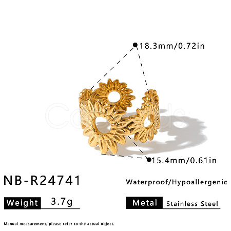 304 Stainless Steel Cuff Open Rings for Women WG51A71-04-1