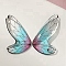 Gradient Color Transparent Resin Pendants, Butterfly Wing Charms with Silver Foil, Cyan, 19x11.5x2mm