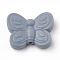 Food Grade Eco-Friendly Silicone Focal Beads, Chewing Beads For Teethers, DIY Nursing Necklaces Making, Butterfly, Gray, 20x25x6mm, Hole: 2mm