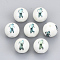 Electroplate Glass Beads, Round with Constellations Pattern, Green Plated, Virgo, 10mm, Hole: 1.2mm