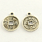 Feng Shui Tibetan Style Zinc Alloy Chinese Coin Pendants, Antique Silver, 19x15x1.5mm, Hole: 2mm, about 735pcs/1000g