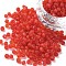 Glass Seed Beads, Frosted Colors, Round, Red, 4mm, Hole: 1~1.5mm, about 1000pcs/100g