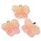 Transparent Resin Dotted Rhinetone Pendants, Butterfly Charms with Rack Plating Brass Findings, Real 18K Gold Plated, Cadmium Free & Lead Free, Long-Lasting Plated, Light Salmon, 24x32x10mm, Hole: 4x2.5mm