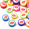 Handmade Polymer Clay Beads, Flat Round with Mouth, Mixed Color, 9.5~10x4~4.5mm, Hole: 1.6mm