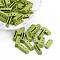 Spray Painted Alloy Multi-Strand Links, For Tile Elastic Bracelets Making, Rectangle, Lime, 5x14x4mm, Hole: 1mm