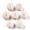 Unfinished Natural Wood European Beads, Large Hole Beads, Laser Engraved Pattern, Round with Number, Num.4, 15~16x14~15mm, Hole: 4mm