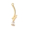 Brass Micro Pave Cubic Zirconia Pendants, Branch Charms, Real 18K Gold Plated, 30.5x7x4mm, Hole: 1.4mm