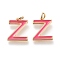 Brass Enamel Pendants, with Jump Ring, Long-Lasting Plated, Real 18K Gold Plated, Letter.Z, Hot Pink, Letter.Z, Z: 17.5x13.5x1.8mm, Jump Rings: Inner Diameter: 3mm