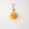 Satin Rose Pendant Decorations, with Heart Lobster Claw Clasps, Orange, 105mm