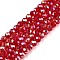 Electroplate Glass Beads Strands, AB Color Plated, Faceted, Rondelle, Red, 4x3mm, Hole: 0.4mm, about 113~115pcs/strand, 16.14~16.34 inch(41~41.5cm)