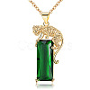 Rectangle with Leopard Alloy Fern Green Rhinestone Pendant Necklaces FS-WG97C8C-01-5