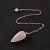 Teardrop Platinum Tone Brass Rose Quartz Dowsing Pendulums X-MAK-M015-03H-1