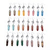 Pointed Bullet Natural & Synthetic Mixed Gemstone Dangle Earrings EJEW-K084-C-1