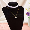 Alloy White Enamel Flat Round with Letter A Pendant Single Face Velvet Ribbon & 304 Stainless Steel Chain Double Layered Necklaces for Women NJEW-TAC0040-6