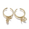 Adjustable Brass Micro Pave Clear Cubic Zirconia Cuff Rings ZIRC-Z002-05G-3