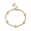 Ion Plating(IP) 304 Stainless Steel Heart Beaded Herringbone Chain Bracelet for Women BJEW-G656-05G-1