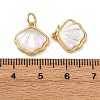 Brass Pave Natural White Shell Pendants X-KK-P308-05G-02-3