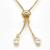 Adjustable Brass Cubic Zirconia Slider Bracelets BJEW-S141-03-5