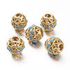 Matte Gold Color Brass Hollow Beads KK-L155-09A-1