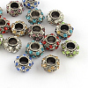 Rondelle Antique Silver Plated Metal Alloy Rhinestone European Beads ALRI-Q228-12-1