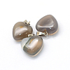 Heart Natural Grey Agate Pendants G-Q371-04-2
