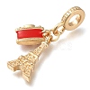 Rack Plating Alloy Red Enamel European Dangle Charms PALLOY-A009-06G-2