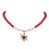 Heart Brass Cubic Zirconia Pendant Necklace NJEW-JN04599-02-1