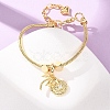 Comch Brass Micro Pave Clear Cubic Zirconia Charm Bracelets BJEW-H640-05A-G-2