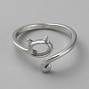 Anti-Tarnish 1Pc Rhodium Plated 925 Sterling Silver Open Cuff Ring Findings FIND-NB0004-89-8