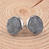 Flat Round 304 Stainless Steel Druzy Resin Ear Studs X-EJEW-JE01964-05-1