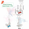 2Pcs 2 Colors Alloy Rhinestone Keychain KEYC-WR0001-06-2
