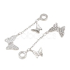 Brass Micro Pave Clear Cubic Zirconia Double Butterfly European Dangle Charms KK-H257-04P-2