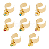 8Pcs 8 Color Birthstone Rhinestone & 201 Stainless Steel Flat Round Charm Rings Set RJEW-AB00003-1