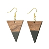 Resin & Walnut Wood Triangle Dangle Earrings EJEW-JE05505-05-1