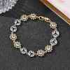 Brass Micro Pave Clear Cubic Zirconia Link Chain Bracelets for Women BJEW-C156-06A-PG-2